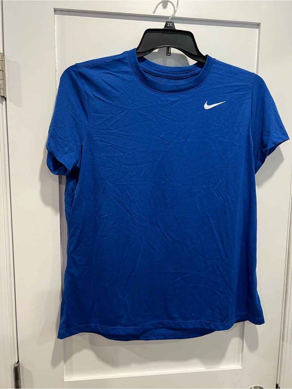 Nike Blue Short Sleeve Dri-FIT Tee with White Swoosh